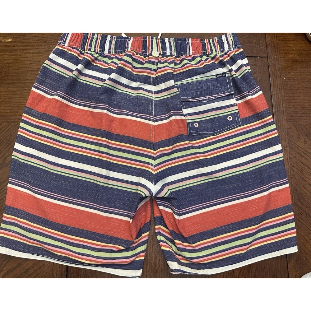 Johnnie-O Mens Swim Trunks M Stripe Stretch Board Shorts Beach Vacation